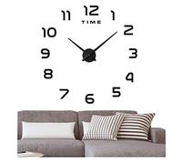 FAS1 Orologio da parete moderno fai da te grande orologio adesivo 3D effetto specchio acrilico orologio da parete casa ufficio decorazione rimovibile per soggiorno - nero (batteria non inclusa)
