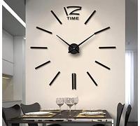 FAS1 Orologio da parete moderno fai da te grande orologio adesivo 3D effetto specchio acrilico orologio da parete casa ufficio decorazione rimovibile per soggiorno - nero (batteria non inclusa)