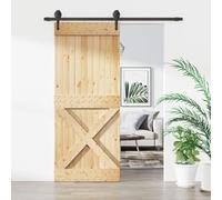 Fasba Porta scorrevole rustica in legno di pino con funzionamento silenzioso, ideale per interni di casa, camera da letto, cucina, guide in acciaio verniciato a polvere, modello 3203209