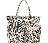 FASBET Grande borsa da spiaggia XXL con chiusura lampo, leopardo borsa da bagno, grande borsa da spiaggia, impermeabile, per famiglia, extra grande, motivo leopardato, leopardo