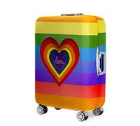 Fasbuy Copri Valigia, 3D Arcobaleno Coprivaligia Elastico, Bagaglio da Viaggio Copertura, Proteggere da Graffi, Antipolvere Lavabile, per Business/Bagagli (Cuore viola,S（18-20 pollici）)