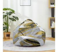 Fasbuy Pouf Poltrona Sacco, 3D Marmo, Bean Bag Chair per Poltrona Sacco (senza imbottitura), Divano, per Adulti/Decorazione della Giardino Salotto (Marmo d'oro,90x110cm)