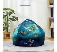 Fasbuy Pouf Poltrona Sacco in Cotone e Lino, Grande Copertura per Poltrona Sacco (senza imbottitura), Stampa Farfalla 3D Bean Bag per Adulti e Bambini (Oro,M)