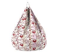 Fasbuy Pouf Poltrona Sacco in Cotone e Lino, Grande Copertura per Poltrona Sacco (Senza Imbottitura), Stampa Cuore Bean Bag per Adulti Bambini (Lettera,M)