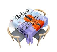 Fasbuy Tovaglia Antimacchia Quadrata, Motivo Violino 3D Tovaglia da Tavolo Quadrata Resistente ai Liquidi Copritavolo Moderno Copri Tavolo per Feste Cucina, 4 Molla (Nota musicale,80x80cm)