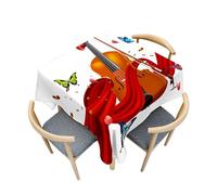 Fasbuy Tovaglia Antimacchia Quadrata, Motivo Violino 3D Tovaglia da Tavolo Quadrata Resistente ai Liquidi Copritavolo Moderno Copri Tavolo per Feste Cucina, 4 Molla (Farfalla,180x180cm)