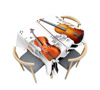Fasbuy Tovaglia Antimacchia Quadrata, Motivo Violino 3D Tovaglia da Tavolo Quadrata Resistente ai Liquidi Copritavolo Moderno Copri Tavolo per Feste Cucina, 4 Molla (Violino,85x85cm)