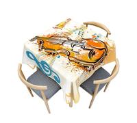 Fasbuy Tovaglia Antimacchia Quadrata, Motivo Violino 3D Tovaglia da Tavolo Quadrata Resistente ai Liquidi Copritavolo Moderno Copri Tavolo per Feste Cucina, 4 Molla (Acquerello,150x150cm)