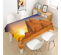 Fasbuy tovaglia antimacchia, tovaglie, copritavolo rettangolare, 1-12 posti, rettangolari, copritavolo, copri tavolo, grandi, elegante, Stampe 3D di edifici famosi (Piramidi egizie,150x260cm)