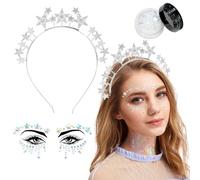 Fasce a Stella, Cerchietto con Stella di Strass, Cerchietti con Pentagono Diamanti, Temporanei Tatuaggio Del Viso, Paillettes Glitterate,Cerchio per Capelli in Cristallo per Feste Compleanno Carnevale