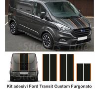 Fasce adesive Ford TRANSIT Custom Turneo BICOLORE FURGONE strisce nero arancio