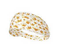 Fasce antisudore con motivo a corona d'oro, fasce per la testa antiscivolo, sport all'aria aperta, allenamento, corsa, per uomini e donne