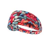 Fasce antisudore con motivo a pillole colorate, fasce per la testa antiscivolo, sport all'aria aperta, allenamento, corsa, per uomini e donne