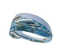 Fasce antisudore per uomo e donna con stampa can Birds Blue Sea per esercizi, basket, corsa, fitness, fasce antiscivolo
