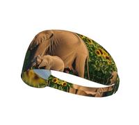 Fasce antisudore per uomo e donna con stampa di girasoli e elefante madre, per esercizi, basket, corsa, fitness, fasce antiscivolo