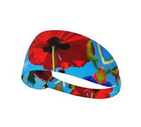 Fasce antisudore per uomo e donna con stampa papaveri sul cielo, per esercizi, basket, corsa, fitness, fasce antiscivolo