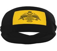 Fasce antisudore sportive con bandiera della Chiesa ortodossa per uomini e donne, polsiere e fasce elastiche antiscivolo per basket, tennis, allenamento, palestra, yoga, assorbenti e traspiranti (nero