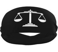 Fasce antisudore sportive con bilancia della giustizia per uomini e donne, polsiere e fasce elastiche antiscivolo per basket, tennis, allenamento, palestra, yoga, assorbenti e traspiranti (nero)