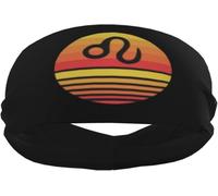 Fasce antisudore sportive con segno zodiacale del Leone per uomo e donna, polsiere e fasce elastiche antiscivolo per basket, tennis, allenamento, palestra, yoga, assorbenti e traspiranti (nero)