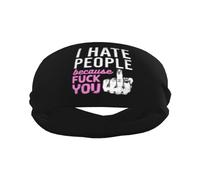 Fasce antisudore sportive "I Hate People Fuck You", per uomo e donna, antiscivolo, elastiche, per basket, tennis, allenamento, palestra, yoga, assorbenti e traspiranti (nero)