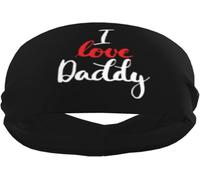 Fasce antisudore sportive I Love Daddy per uomo e donna, polsiere e fasce elastiche antiscivolo per basket, tennis, allenamento, palestra, yoga, assorbenti e traspiranti (nero)