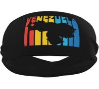 Fasce antisudore sportive in stile retrò anni '70 del Venezuela per uomo e donna, polsiere e fasce elastiche antiscivolo per basket, tennis, allenamento, palestra, yoga, assorbenti e traspiranti (nero