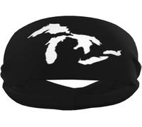 Fasce antisudore sportive Michigan The Great Lakes State per uomo e donna, polsiere e fasce elastiche antiscivolo per basket, tennis, allenamento, palestra, yoga, assorbenti e traspiranti (nero)