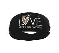 Fasce antisudore sportive per uomini e donne, con scritta "Love Needs No Words" e per la consapevolezza dell'autismo, fasce da polso elastiche antiscivolo per basket, tennis, allenamento, palestra,