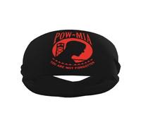 Fasce antisudore sportive Pow Mia You Are Not Forgotten per uomo e donna, antiscivolo, elastiche, per basket, tennis, allenamento, palestra, yoga, assorbenti e traspiranti (nero)