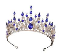 Fasce barocche vintage Diademi di cristallo viola Corone Sposa Noiva Copricapo da sposa Festa di nozze Gioielli for capelli Corona di strass(Gold Blue)