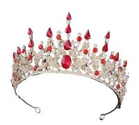 Fasce barocche vintage Diademi di cristallo viola Corone Sposa Noiva Copricapo da sposa Festa di nozze Gioielli for capelli Corona di strass(Gold Red)