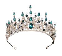 Fasce barocche vintage Diademi di cristallo viola Corone Sposa Noiva Copricapo da sposa Festa di nozze Gioielli for capelli Corona di strass(Gold Green)