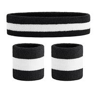 Fasce / braccialetti per fascia per uomo e donna - 12 pezzi Fasce per lo sport traspiranti Umidità atletica Tessuto in spugna di cotone Polsini Fascia per la testa