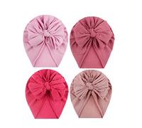 Fasce Capelli Bambino Neonata, 4 Pezzi Cotone Battesimo Con Fiocchi per Bimba Morbido Adatto Eleganti 0-3 anni (Rosa 2)