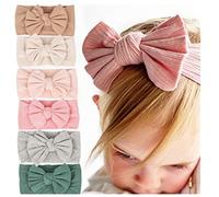 Fasce Capelli Neonata, 6 Pezzi Cotone Corona Principessa Rossa Bianca Blu Con Fiocchi per Bambina Bimba Morbido Adatto Battesimo 0-3 anni