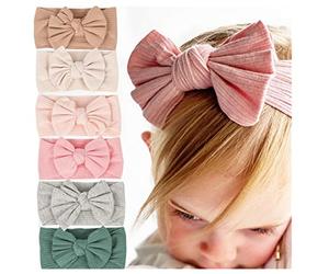 Fasce Capelli Neonata, 6 Pezzi Cotone Corona Principessa Rossa Bianca Blu Con Fiocchi per Bambina Bimba Morbido Adatto Battesimo 0-3 anni