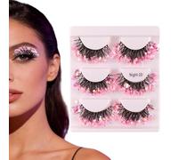 Fasce Ciglia Finte Artificiali | 3 Paia con Glitter Effetto Volume per Trucco - Extension Ciglia,Per Ragazze Donne Fidanzate Moglie Serata Festival Spettacolo Carnevale