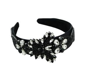 Fasce colorate per le donne con strass cerchietti per capelli per ragazze accessori per capelli da indossare per feste di nozze nero