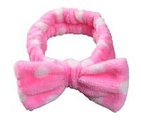 Fasce con fiocco nodo elastico morbido fascia per il sudore accessori per capelli fascia per capelli per lavaggio viso trucco sportivo corsa rosa pois bianchi