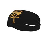 Fasce con simbolo Ankh dell’antico Egitto in oro, sportive, assorbenti e traspiranti per allenamento e corsa, nere