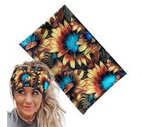 Fasce da palestra per donna, Fasce per esercizi da donna - Fasce per capelli larghe Boho - Bandana con sciarpa, copricapo con ghetta per lo sport, corsa, yoga