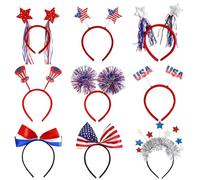 Fasce del Memorial Day, fascia del 4 luglio per le donne | 9x cerchio per capelli Memorial Day blu rosso 9x,Heathes bandiera americana, cerchio per capelli da parata per donne e uomini