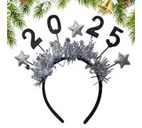 Fasce di felice anno nuovo con boppers a stelle, cerchi per capelli 2025, diadema di tiara glitter stella felice anno nuovo per capelli di Capodanno per