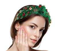 Fasce di Natale annodate,Cerchietto con nodi natalizi | Fasce con perline di strass Fascia larga - Fascia con nodo festivo, accessori per appuntamenti natalizi