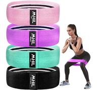 Fasce di resistenza in tessuto per donne e uomini, 4 resistenti fasce per esercizi, antiscivolo, non pizzicano, livelli di resistenza multipli, per gambe, glutei, fianchi, addominali ecc.