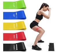 Fasce di resistenza, set di fasce di resistenza con 5 livelli di resistenza, fasce per allenamento delicate sulla pelle, per fitness indoor, allenamento della forza delle gambe, riabilitazione