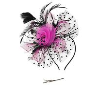 Fasce di sudore gialle per donne, per matrimoni, cocktail, rete, piume, fermaglio per capelli, fascia per capelli, fascia per capelli, fascia per la voce (nero, taglia unica)