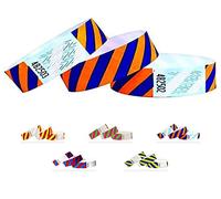 Fasce d'ingresso in Tyvek, a righe, per feste, festival, braccialetti di controllo per il tuo evento (blu arancione, confezione da 1000 pezzi)
