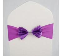 Fasce e fiocchi per sedie, Cintura for sedia in raso spandex con fiocco, 10 pezzi, decorazione for banchetto di nozze cravatta elastica multicolore(Purple Red)