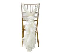 Fasce e fiocchi per sedie, Fascia for sedia multicolore, 2 pezzi, con volant in organza, copertura trasparente, decorazione for il retro del banchetto dell'hotel(Beige)